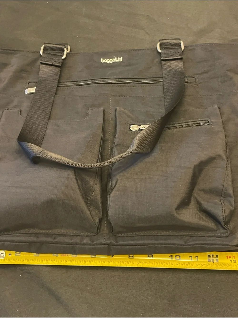 Baggallini Black Nylon Messenger Bag with Front Pockets